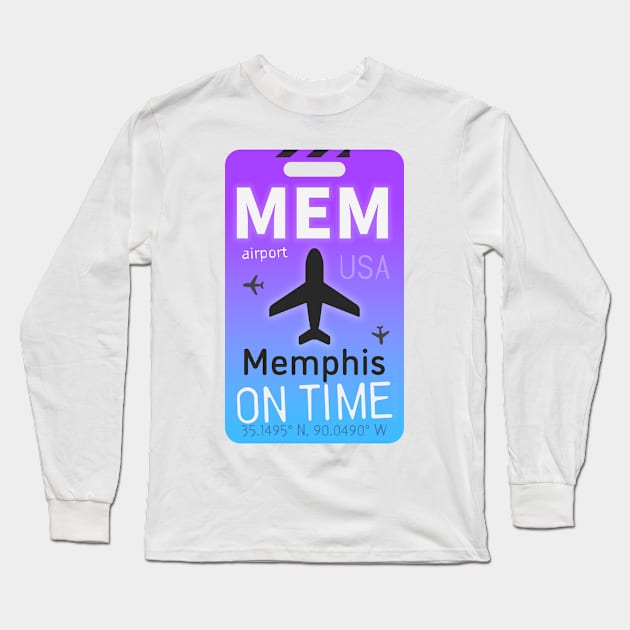 "Gateway to Graceland: MEM Airport Code Design" Long Sleeve T-Shirt by Woohoo